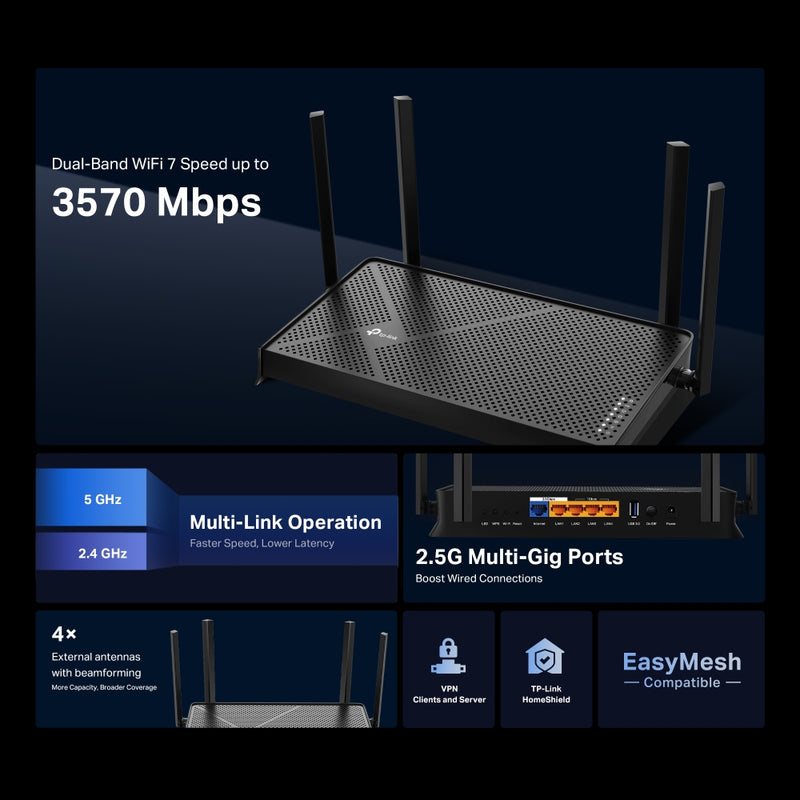 Archer BE230 BE3600 Dual-Band Wi-Fi 7 Router